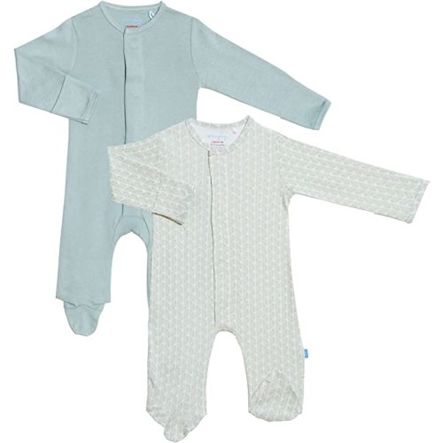Magnetic Me Footie Pajamas 100% Organic Cotton Baby Sleepwear Quick Magnetic Fastener Sleeper - Green Cable/Sprout