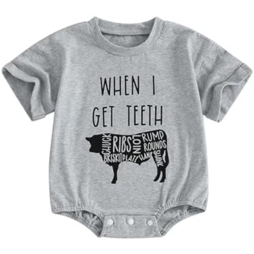 WZTYYDS Newborn Baby Boy Girl Bubble Romper Short Sleeve Oversized Letters Graphic Bodysuit One Piece Neutral Summer Clothes