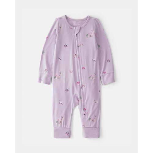 Baby Girl Fairytale 2-Way Zip PurelySoft Sleep & Play Pajama - Purple | Carter's