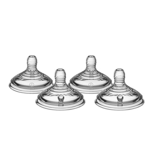 Tommee Tippee Natural Start Baby Bottle Nipples, Breast-Like for A Natural Latch, Anti-Colic Valve, Soft Silicone, Fast Flow, 6+ Months, Pack of 4