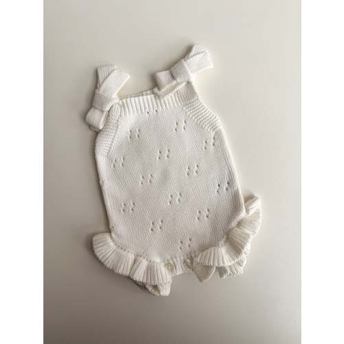 POINTELLE FRILL TIE ROMPER | MILK