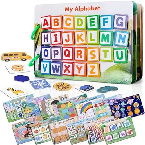 NAHSHON Small Montessori Busy Book for Toddlers 2-5, 12 Themes Preschool Learning Activities Educational Sorting Toys for Kids 3 Year Old, Autism Sensory Fine Motor Matching Games for Toddlers