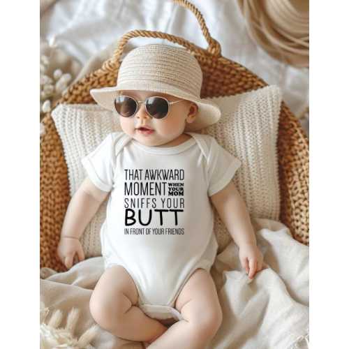That awkward moment when your mom sniffs your butt Funny Onesie®, Baby Clothes, Baby boutique, gift, Gender Reveal, pregnancy announcement,
