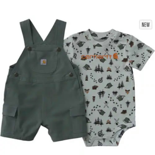 Boys' 2-Piece Short Sleeve Bodysuit & Cargo Pocket Shortall Set (Baby) | Kid's T-Shirts & Tops | Carhartt