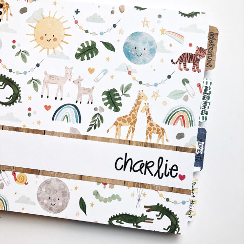 Baby book with zoo/safari animal cover | Personalized baby book makes a great gift for a baby shower or new mom | Minimalist & manageable