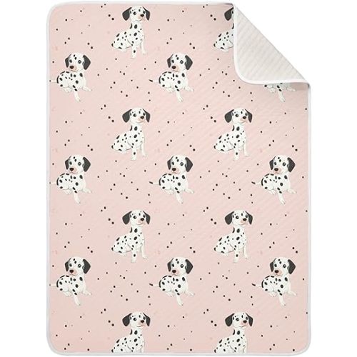 Cute Dalmatian Dog Pink Baby Swaddle Blanket for Boys and Girls, Muslin Baby Receiving Swaddle Blanket, Soft Cotton Nursery Swaddling Blankets for Newborn Toddler Infant