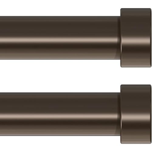 2 Pack Curtain Rods for Windows 18 to 42 Inch(1.5-3.5 Feet),Bronze 1'' Diameter Drapery Rods with End Cap Style Design,Modern Adjustable Heavy Duty Curtain Rod,Size:18''-42''