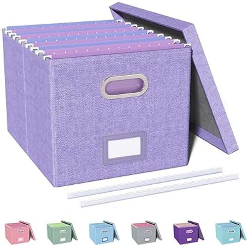Oterri File Organizer, File Box, File Cabinet for Letter File Folder Storage, Hanging File Organizer for Office/Decor/Home,Document Organizer, 1 Pack, Lavender-Box Only