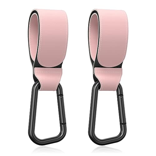Gukeniu Baby Stroller Hooks for Hanging Bags, Universal Stroller Clips Accessories, Mommy Hook for Diaper Bag, Shopping Cart, Purse, Backpack - 2 Pack, Pink
