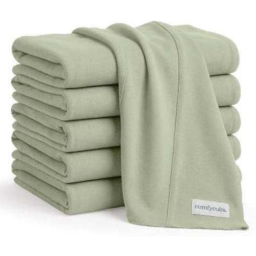 Comfy Cubs Baby Burp Cloths Set (Pack of 6) - Large, 6-Layer, Ultra Absorbent 100% Cotton for Infant Spit-Up, Drool, and Messes - Soft, Gentle, Thoughtful New Born Baby Gifts, Sage