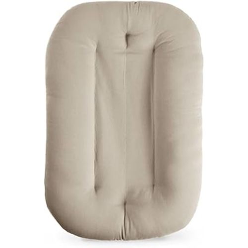 Baby Lounger for Newborn, Bionic Design Baby Lounger, Soft Organic Cotton Breathable Lounger for Infants 0-18 Months (Cream Grey)