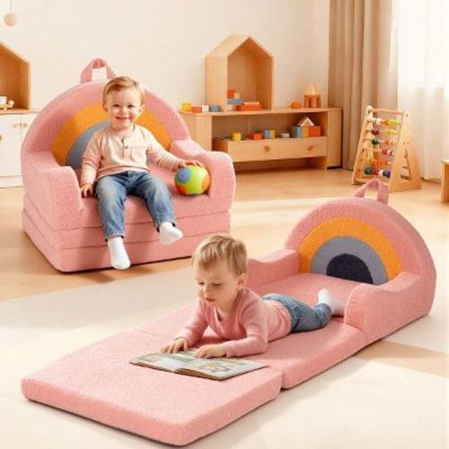 GOTGELIF 2-in-1 Convertible Toddler Couch & Lounger - Soft, Portable Baby Sofa with Washable Cover
