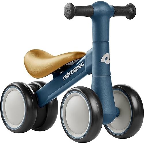Retrospec Cricket 2 Baby Walker Balance Bike with 4 Wheels - Safe Learning Toy for Ages 12-24 Months - Scratch-Resistant Indoor Outdoor Toddler Riding Toy with Steering Limit & Soft Grips