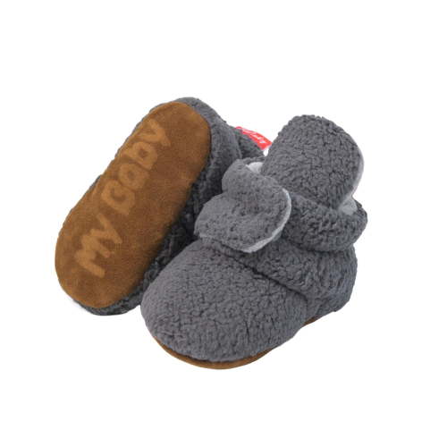 Baby Booties Newborn Infant Shoes Cozy Soft Warm Cotton Boots for Boys Girls Dark Gray 0-6 Months