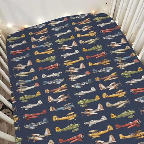 Adventure Baby Crib Sheets for Boy Girl 28"x52" Travel Planes Compass Luggage Globe Explore Soft Snug Fitted Crib Mattress Covers Holiday Vacation Baby Sheet for Standard Crib & Toddler Bed Mattress