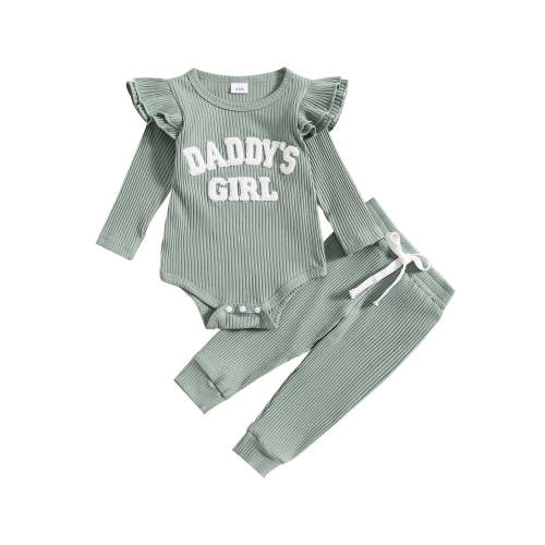 Baby Girl Fall Clothes Long Sleeve Letter Printed Ruffled Children's Clothing Fashion Casual Comfort Winter Baby Girl Clothing,9-12 Months