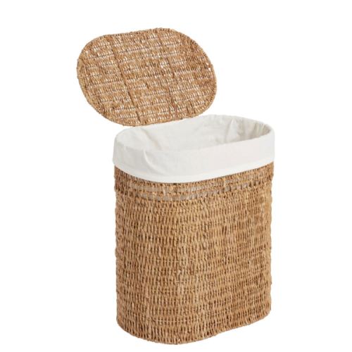 Salma Oval Seagrass Laundry Hamper with Liner - World Market