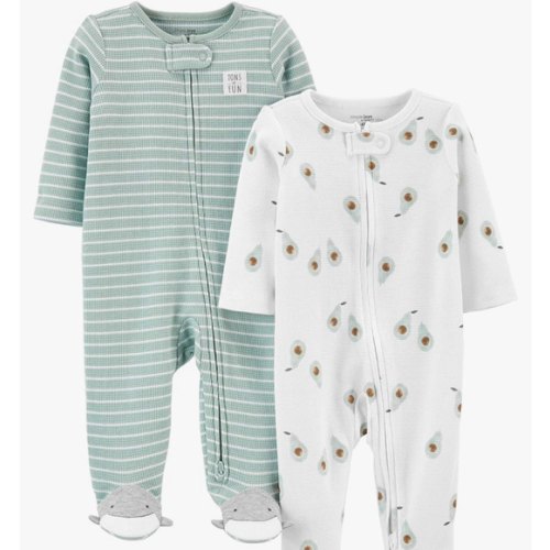 Simple Joys by Carter's unisex-baby 2-way Zip Thermal Footed Sleep and Play, Pack of 2