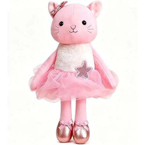 15.5 Inch Ballerina Kitten Cat Stuffed Animal Cute Ballet Cat Plush Dolls Toy Ballet Dance Recital Gifts for Girls