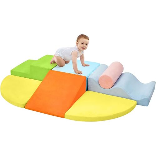Climbing Toys for Toddlers, Toddler Climbing Toys Indoor, 7-Piece Soft Foam Climbing Blocks Set, Toddler Playtime Corner Climber Indoor Foam Play Gym for Climbing Crawling and Sliding