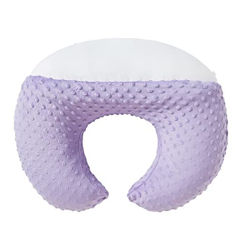 DONOMILO Nursing Pillow and Positioner Breastfeeding and Bottle Feeding, Propping Baby, Tummy Time, Sitting Support for Baby Boy Girl, with Removable Dots Cover (Lavender)