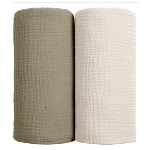 lulumoon Muslin Swaddle Blanket Baby - Cotton Swaddling Blanket Soft Baby Receiving Blankets Neutral 2Pack(Olive)