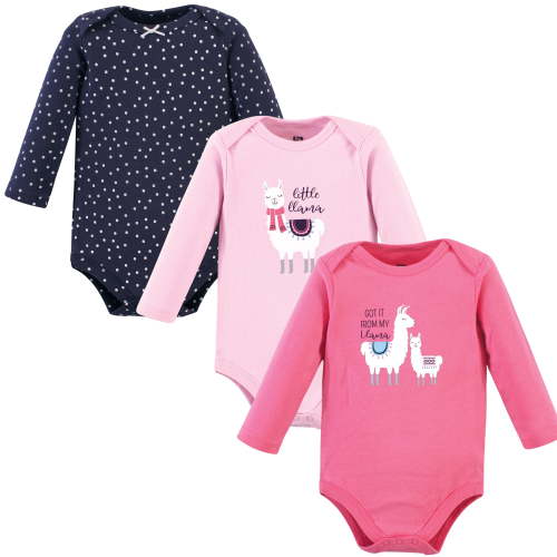 Luvable Friends Hudson Baby Long-Sleeve Bodysuits 3pk, Pastel Llama, 0-3M