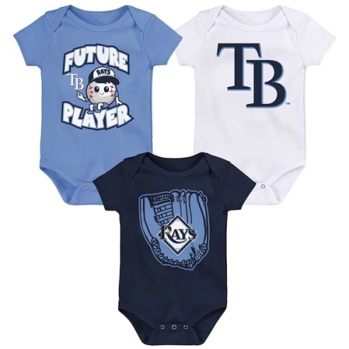 Newborn & Infant Tampa Bay Rays Light Blue/Navy/White Minor League Player Three-Pack Bodysuit Set