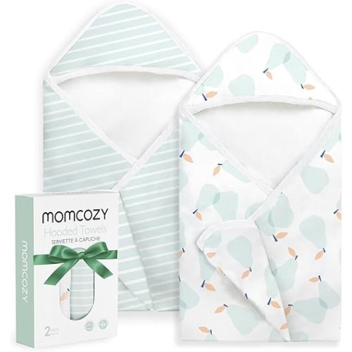 Momcozy Baby Towel with Hooded - Ultra Soft & Absorbent Large Bath Towel Set for Comfort & Gentle on Baby's Skin - Shower Gift & Bath Essential & Baby Registry Search for Newborn,Infant,Toddler,Kids