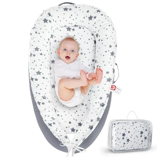 Baby Lounger for Newborn 0–24 Months, Portable Infant Seat with Ergonomic Support, Breathable Cotton Baby Chair for Tummy Time, Diaper Changes, and Travel Use (Stellar)