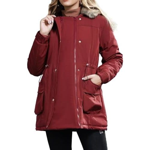 Maacie Maternity Winter Coat,3 In 1 Thickened Jacket,Fleece Lined Warm Hooded Outwear With Pockets