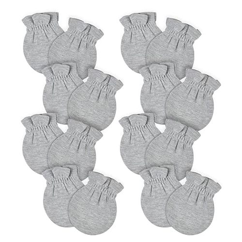 Gerber Baby Girls 8-pack And No Scratch Mittens, Gray Heather, 0-3 Months 8-pack US