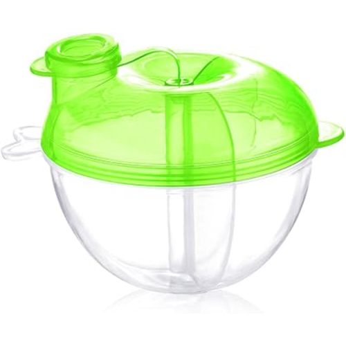 Accmor Baby Formula Dispenser for On-The-Go Feedings, Three-Compartment Non-Spill Formula Container to Go, Snack Milk Powder Dispenser for Traveling with Infant Toddler, Green