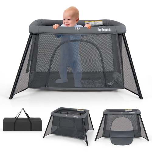 INFANS Portable Baby Playard With Removable Bassinet - Grey