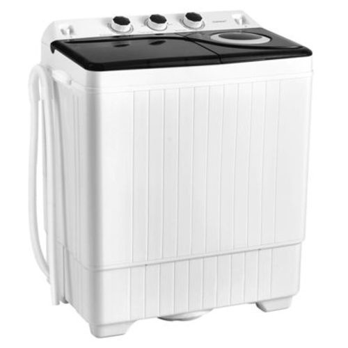 Costway 26lbs Portable Semi-automatic Twin Tub Washing Machine with Drain Pump Gray/Blue