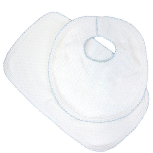 Paty Knit Velcro Bib with Burp Cloth Set (Eyelet Trim Optional) – PatyInc
