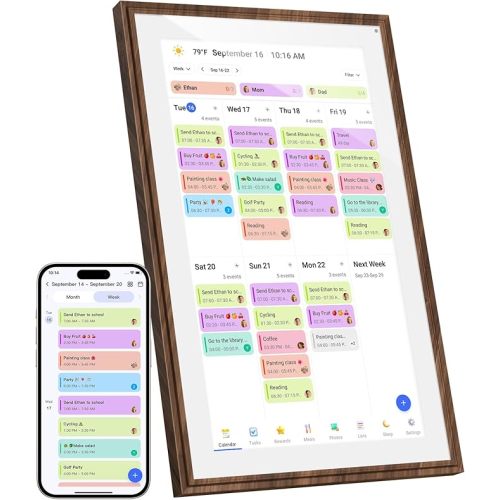 15.6 Inch Digital Calendar Chore Chart with Touchscreen - Full HD Interactive Display, Wall & Desk Mountable Family Planner, to-Do List & Meal Planner, Digital Picture Frame Gifts for Women Mom
