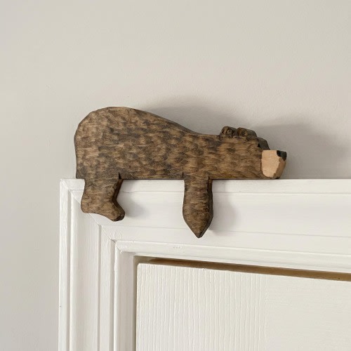 Wooden Bear Door Topper, Rustic Woodland Nursery Decor, Cabin Wall Accent