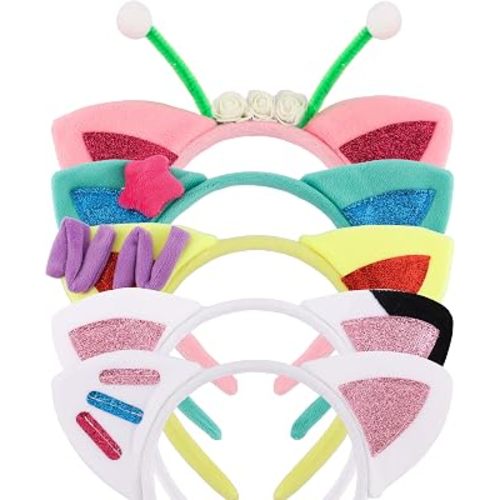 COCIDE 5Pcs Cat Ears Headband Set Ear Hairband Cat Festival Theme Party Decorations Cartoon Gift Cosplay Costume Accessories