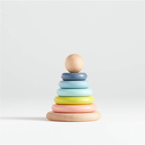 Small Rainbow Wooden Baby Stacking Ring