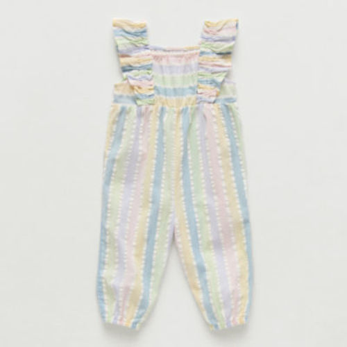 Okie Dokie Seersucker Baby Girls Square Neck Jumpsuit