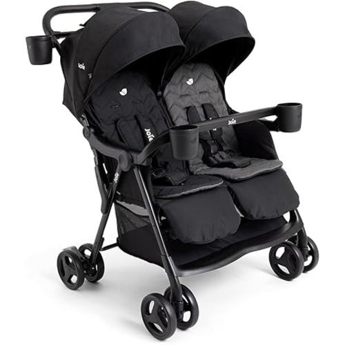 Joie Rosemary Side-by-Side Double Stroller – Lightweight, Compact, and Comfortable Side-by-Side Stroller for Twins or Siblings (Shale & Thunder)