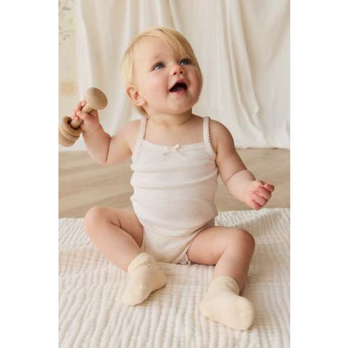 Organic Cotton Modal Singlet Bodysuit - Parchment