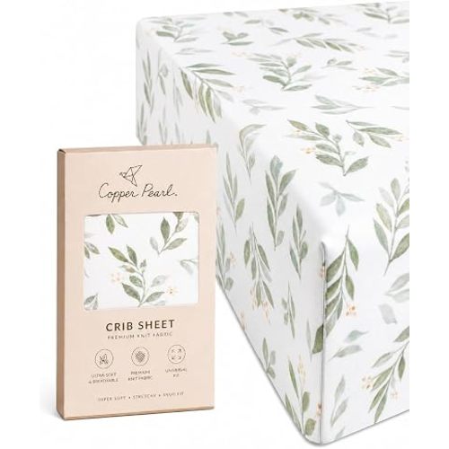 Copper Pearl Premium Knit Baby Crib Sheets for Boys and Girls Breathable and Soft, Fitted Crib Sheets for Standard Baby Mattresses, Fern