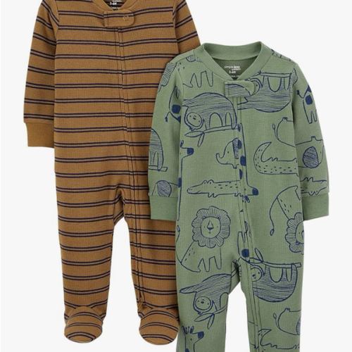 Simple Joys by Carter's Baby Boys' 2-Pack 2-Way Zip Cotton Footed Sleep and Play