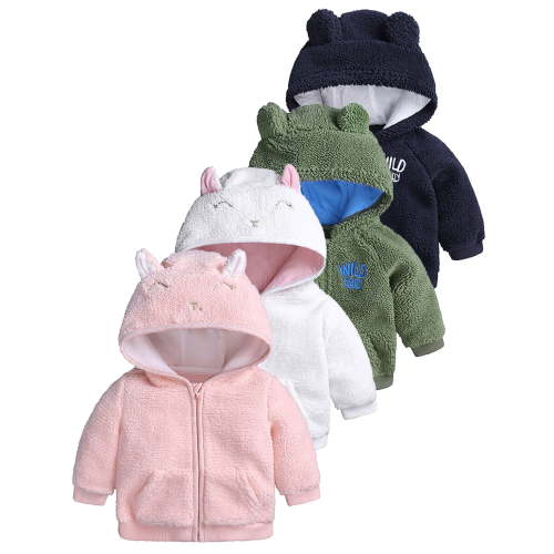 WIBACKER Newborn Baby Girls Infant Boys Cartoon Zipper Fleece Hooded Jacket Coat with Ears Warm Todder Kids Outwear