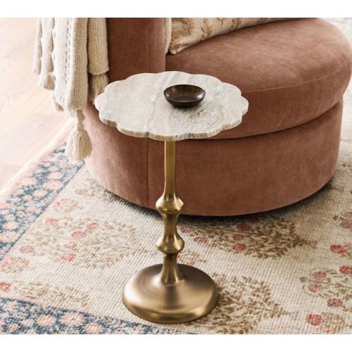 Flower Marble Accent Table (14.5")