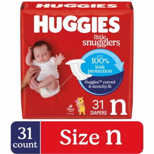 2X - Huggies Little Snugglers Baby Diapers Size Newborn (up to 10 lbs)