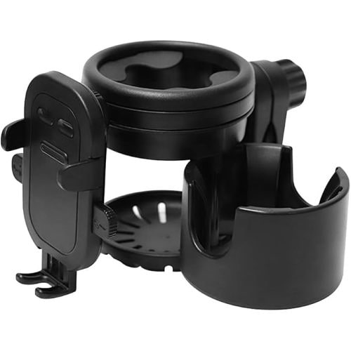 Stroller Cup Holder Attachment with Phone Holder, 3 in 1 Universal Baby Stroller, Bike, Wheelchair, Walker, Scooter Water Bottle Drink Holder Accessories for Most Donna, Uppababy, Bugaboo