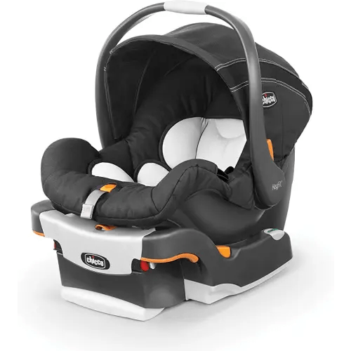 Chicco KeyFit Infant Car Seat and Base, Rear-Facing Seat for Infants 4-22 lbs., Includes Infant Head and Body Support, Compatible with Chicco Strollers, Baby Travel Gear | Encore/Black/Grey